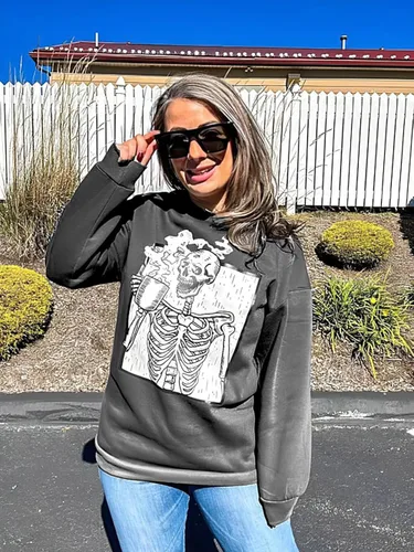 Vista 2 de Fronage Suéter de manga larga con estampado floral para mujer, cuello redondo, casual, holgado, con estampado vintage