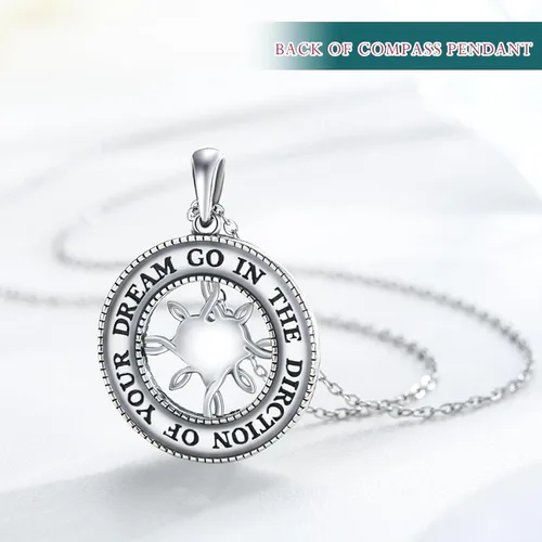 Vista 6 de Collar con brújula Go in the Direction of Your Dream con nudo celta irlandés, medallón redondo, brújula, colgante para hombres y mujeres, cristal