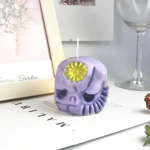 Vista 5 de Adai - Molde de vela de calavera para hacer velas, molde de silicona 3D para fundición de resina, bricolaje yeso, arcilla polimérica, decoración