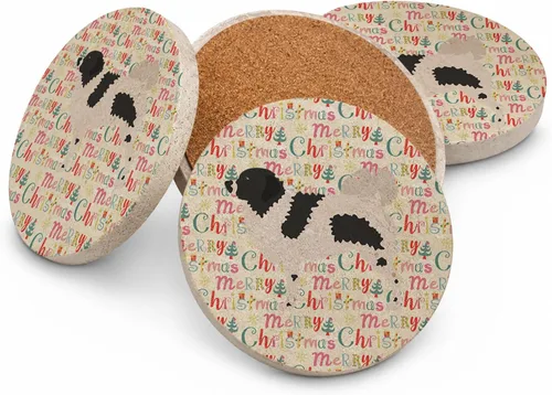 Vista 49 de AIDI Atlas Mountain Dog Merry Christmas - Posavasos grandes de piedra arenisca, paquete de 4