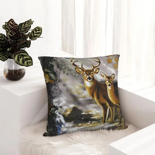 Vista 8 de SEAEAGLE Funda de almohada decorativa de doble cara con diseño de ciervo y camuflaje de árbol real para sofá