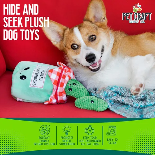 Vista 3 de Pet Craft Supply Juguete de peluche para perros, esconde y busca, chirriante, crujiente, interactivo, actividad, rompecabezas, masticable, busca