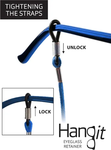 Vista 3 de HANGIT - Lentes elegantes cadena de correa para lentes de sol banda deportiva paquete de 3 unidades piel sintética para hombres y mujeres beige