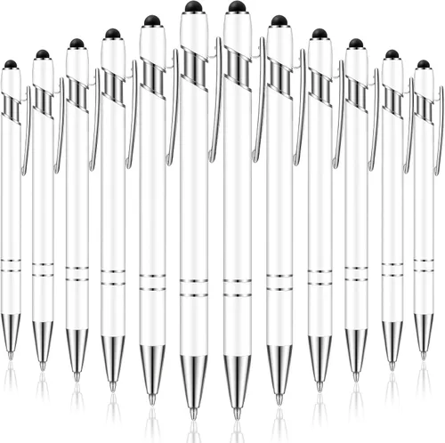 Vista 29 de Tenare 12 piezas 2 en 1 bolígrafo de metal con punta de lápiz capacitivo, bolígrafo de 1,0 mm de tinta negra para pantallas táctiles (color surtido)