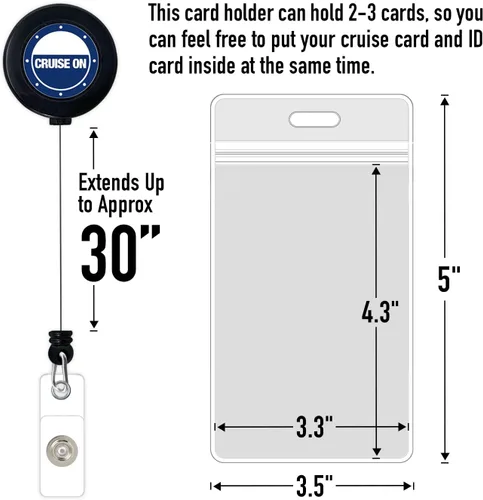 Vista 5 de Cordón de crucero de Cruise On para tarjetas de barco – Paquete de 2 con insignia retráctil y soporte impermeable para tarjetas de llave