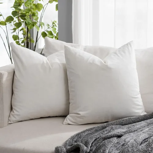 Vista 26 de Juego de 2 fundas de almohada decorativas de terciopelo de 14 x 14 pulgadas con cremallera, fundas de cojín cuadradas suaves y lisas de lujo