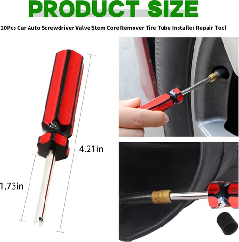 Vista 6 de 10Pcs Auto Herramienta de reparación de neumáticos con destornillador para quitar núcleo de válvula 6523339 Herramienta de reparación