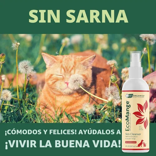 Vista 7 de EcoMange Mange Relief for Dogs & Cats - Alivio de la picazón de gatos y perros, 8 onzas, spray sarcóptico y demodéctico para ácaros - Extracto