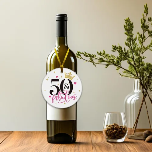 Vista 5 de REWIDPARTY Fabulous - Adornos de cumpleaños número 50, letrero de recuerdo, placa redonda de feliz por 50 años, idea de regalo de cumpleaños