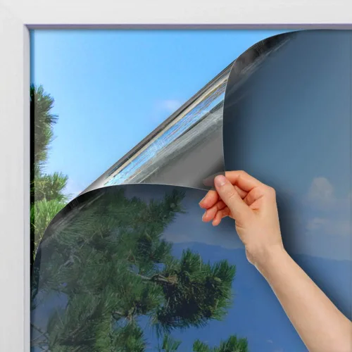 Vista 7 de BDF 1SBL - Película para ventana, rechazo de calor estático y privacidad diurna, color plateado y azul, 35.4 pulgadas x 7 pies