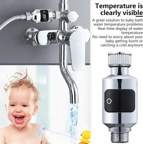 Vista 2 de Termómetro de ducha LED pantalla digital impermeable termómetro de agua grifo electrónico se puede utilizar para baño ducha termómetro digital