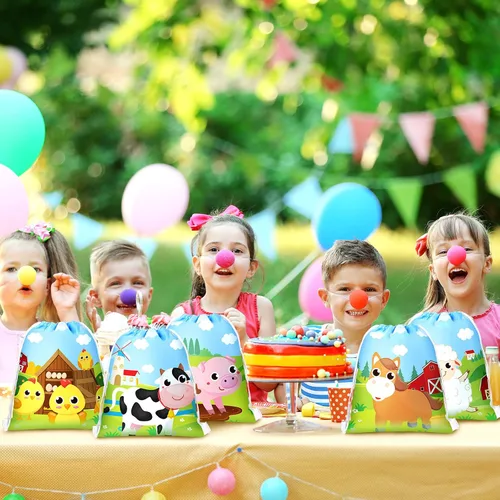 Vista 5 de Coume Adopt a Farm Animal Party Favor Farm - Bolsas con cordón de 10 x 12 pulgadas, vaca, pollo, oveja, caballo, cerdo, para niños y niñas