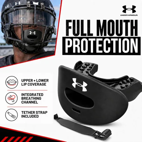 Vista 2 de Under Armour Air - Protector labial para fútbol, protección bucal completa, compatible con brákets, ajuste instantáneo