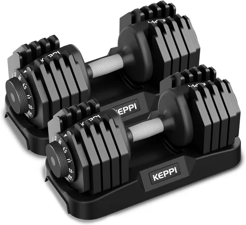 Vista 9 de Keppi - Juego de mancuernas ajustables de 25 libras/40 libras/55 libras/60 libras, mango de peso ajustable rápido de metal antideslizante, ejercicio