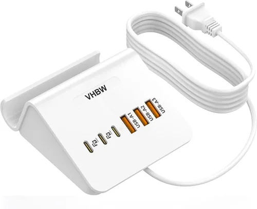 Vista 8 de Estación de carga USB C 35W, VHBW de 6 puertos (3 USB-C y 3 USB-A) Estación de carga rápida de escritorio para iPhone 14/13/12, Samsung Galaxy