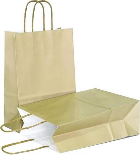 Vista 65 de AZOWA Bolsas de regalo mini de papel kraft con asas (Azul claro, 4x2.4x6, 25 piezas) Blue Color, Kraft Paper, Mini Size, 25 Pieces, Party Bags