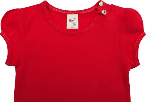 Vista 3 de Lilax Camiseta básica de manga corta abombada con cuello redondo para bebé niña