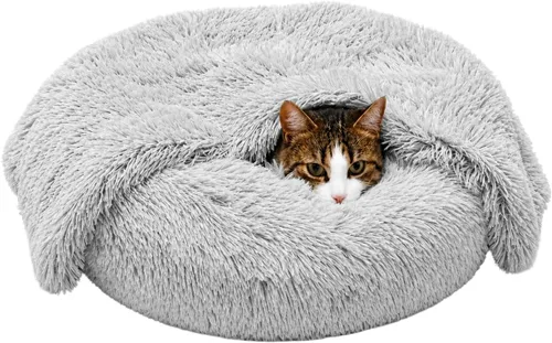Vista 14 de Whiskers & Friends Cama para Gatos, Camas para Gatos de Interior Lavables, Cama Ortopédica Suave Esponjosa Redonda Calmante para Mascotas
