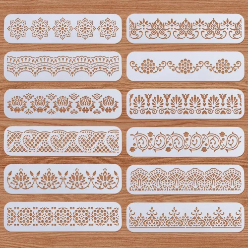 Vista 10 de ORIGACH 9 PCS 11.8x11.8 pulgadas Plantillas Abstractas Minimalistas Modernas de Mujeres, Patrón de Cara Femenina Floral Plantillas Grandes de PET