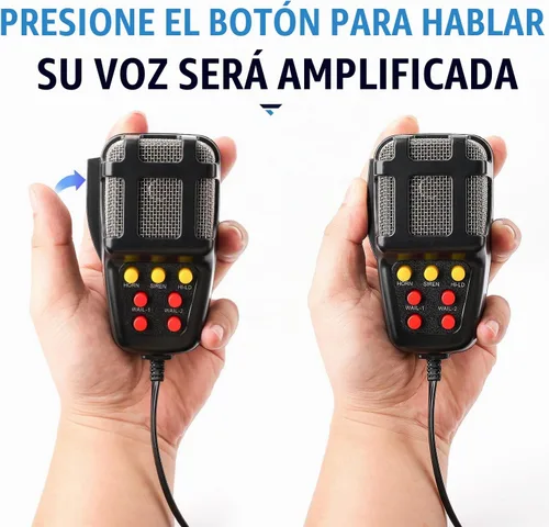 Vista 4 de Bocina de sirena de coche de 7 tonos con micrófono, sirena de alarma de 12 V 100 W, amplificador de emergencia con micrófono, sistema de altavoces
