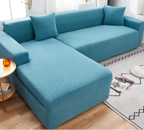 Vista 11 de IMYOGI Fundas de sofá de alta elasticidad con estilo en forma de L, fundas de sofá de color sólido, tela jacquard, lavable a máquina, protector