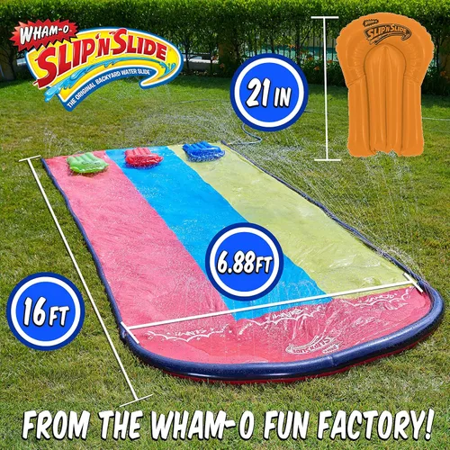 Vista 3 de Slip N' Slide Triple Racer con tabla de resbaladilla Boogie