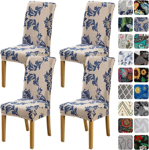 Vista 86 de HZDHCLH Juego de 4 fundas para sillas de comedor color burdeos, fundas elásticas de elastano para sillas Parsons, paquete de 4, fundas de asiento