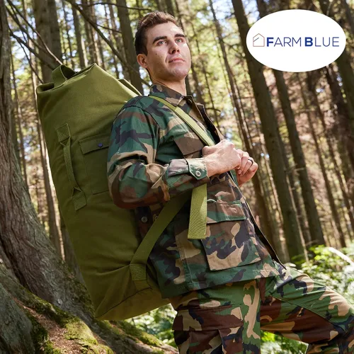 Vista 5 de Farm Blue Bolsa de viaje militar de 2 correas, Olive Drab, L, Clásico