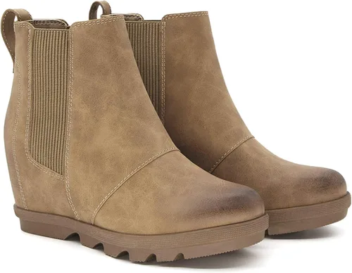 Vista 10 de Athlefit - Botas de cuña para mujer, botines cómodos al tobillo marrón (02Brown)