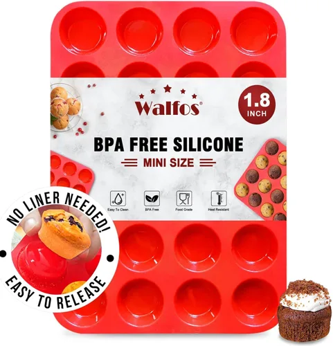 Vista 7 de Walfos - Juego de moldes de silicona para magdalenas, 6 tazas, antiadherente, ¡solo libera! Perfecto para magdalenas de huevo, magdalenas grandes
