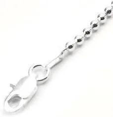 Vista 2 de Collar de cadena de plata de ley o bola de 0.079 pulgadas (longitud 14, 16, 18, 20, 22, 24, 26, 28, 30, 36 pulgadas)