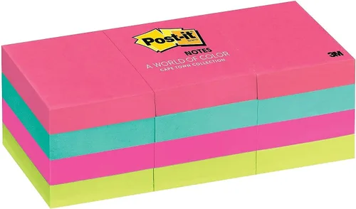 Vista 4 de Post-it 653AN Post-it Notes, 1-1/2 pulgadas x 2 pulgadas, 12/PK, 100 Sh/Pad, Ciudad del Cabo