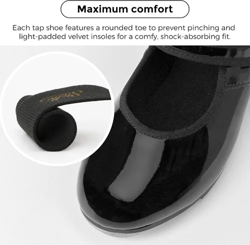 Vista 3 de Stelle Tap Shoes - Zapatos de baile antideslizantes de piel sintética para niñas y niños pequeños y grandes