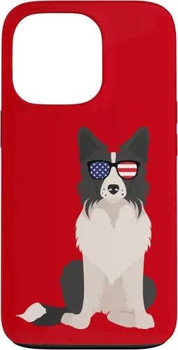 Vista 10 de Border Collie July 4th Patriotic American Sunglasses Dog Case for iPhone 16