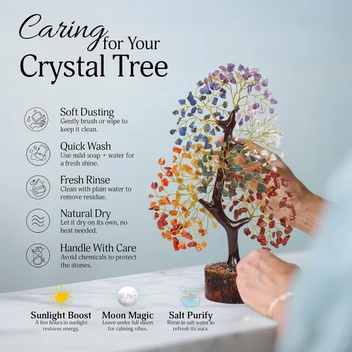Vista 5 de FASHIONZAADI Árbol de la vida de 7 chakras, cristales y piedras curativas, regalos de cumpleaños para mujeres, árbol de cristal para energía