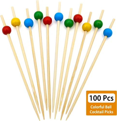 Vista 4 de BLUE TOP Juego de 30 tazas + 100 palillos de comida con juego de brochetas de alimentos, taza de papel de piel de vaca de 12 onzas, con juego