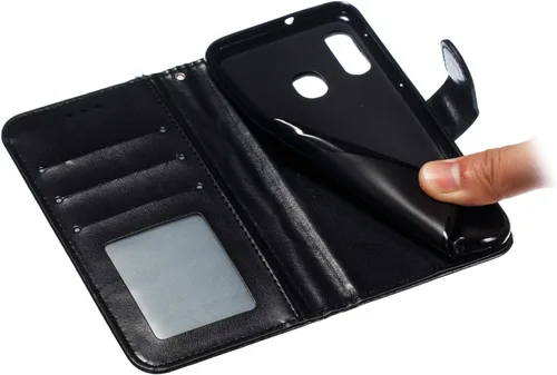 Vista 5 de LEECOCO - Funda para Galaxy A10E con diseño de mandala en relieve de piel sintética de lujo, cartera con tapa para cuaderno, soporte magnético