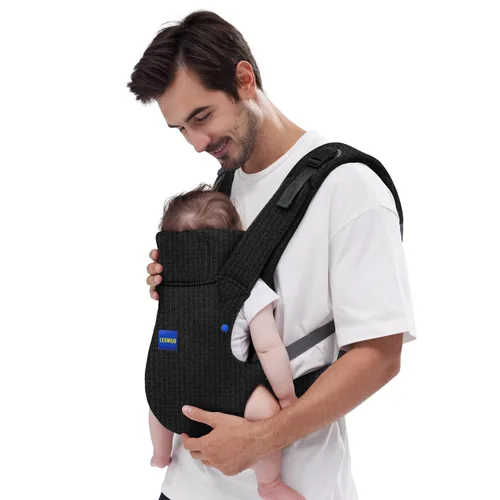 Vista 9 de YEMKEZO Portabebés para recién nacido a niño pequeño, Portabebés para recién nacido con soporte para la cabeza, Portabebés acogedor para papás