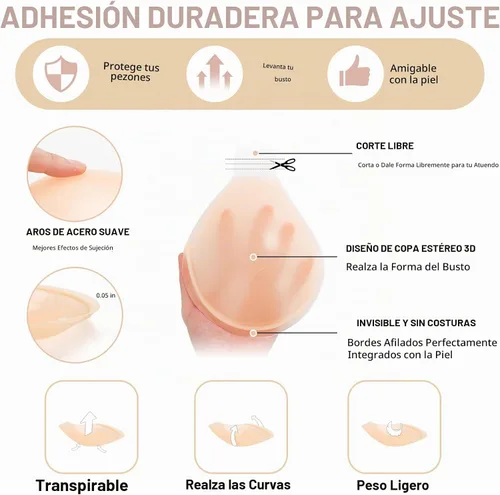 Vista 2 de Sujetador pegajoso, sujetador invisible de elevación oculta, cinta adhesiva de silicona con correa