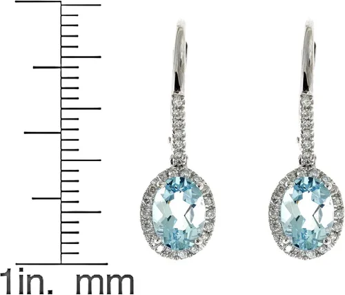 Vista 4 de Gin & Grace - Pendientes de oro blanco de 14 k con diamantes de aguamarina auténticos (SI1) para mujer