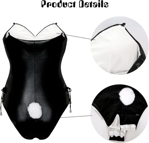Vista 5 de Drofe Disfraz de conejito para mujer, senpai, cosplay, anime, traje de rol