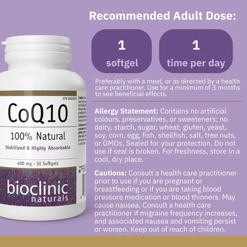 Vista 2 de Bioclinic Naturals - Coq10 400 mg - 30 cápsulas blandas