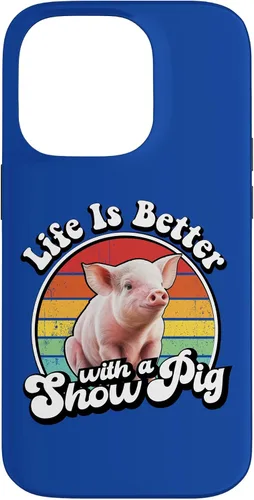Vista 17 de Mens Womens Retro Vintage Life is Better Cute Show Pig Lover Case for iPhone 17