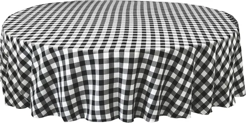 Vista 42 de Mantel LA Linen, redondo, a cuadros, polivinílico, 51 pulgadas.