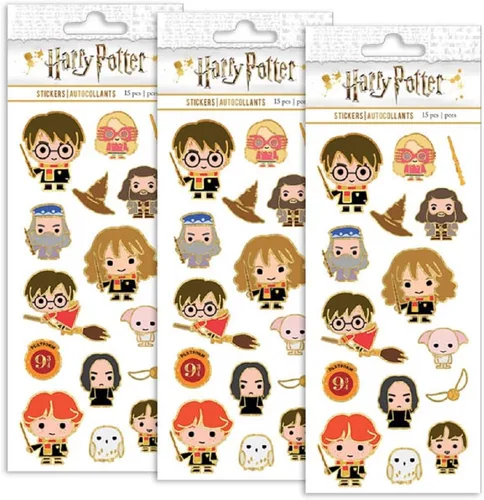 Vista 3 de Playhouse Harry Potter Chibi Characters - Lámina de calcomanías con efecto esmaltado brillante, 3 paquetes