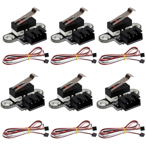 Vista 6 de Módulo de interruptor de límite mecánico horizontal para impresora 3D, interruptor de límite en miniatura de 3 pines con cables de 1m (6 piezas)