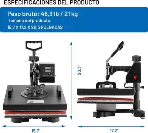 Vista 7 de TOPDEEP Máquina de prensa de calor 5 en 1, prensa de calor de 15 x 15 pulgadas, máquina de prensado de camisetas, diseño deslizante, máquina