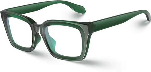 Vista 6 de VISOONE Chunky Square Anti Glare UV400 Blue Light Blocking Computer Glasses 99% Digital Screen Filter Non-Prescription Clear Lens Thick Frame 32g