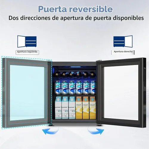 Vista 2 de Velivi Mini refrigerador con puerta de cristal, nevera pequeña, escritorio