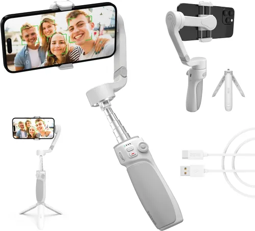 Vista 10 de ZHIYUN Smooth Q4 Combo cardán estabilizador, cardán de teléfono inteligente de 3 ejes, barra de extensión incorporada, plegable y portátil, cardán